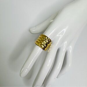 Fifth Avenue Collection Gold Hammered Ring Size 9 Chunky Boho Chic FAC